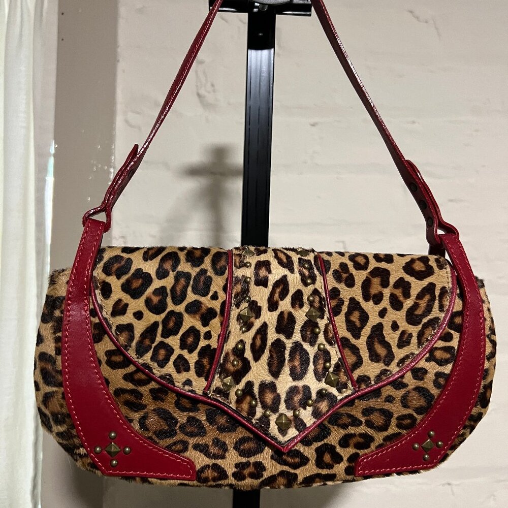 Donald J. Pliner Calf Hair Leopard Print Handbag